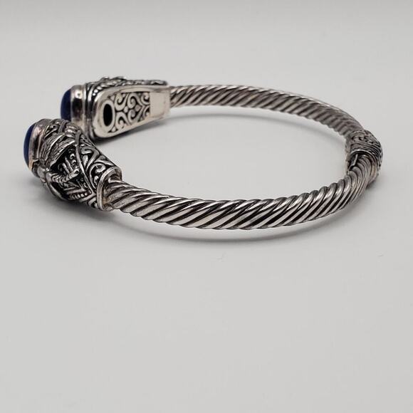 Lapis Bali-Style Dragonfly Cuff Bracelet in Sterling Silver and 18kt Yellow Gold - Picture 7 of 13